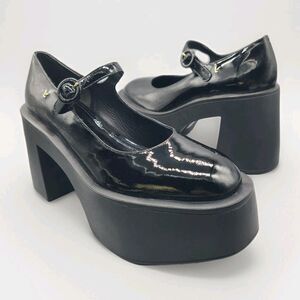 Larroude  Olivia Platform heel Pump  Mary Jane Black Patent Leather  sz 9 new